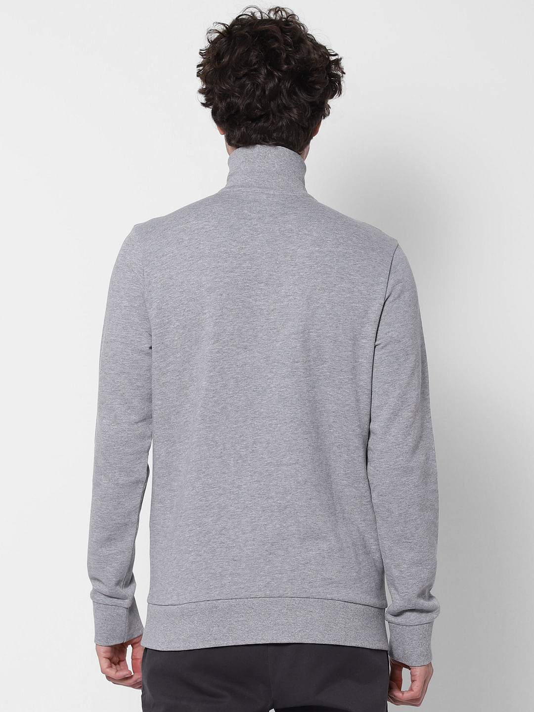Grey Logo Print High Neck Sweatshirt