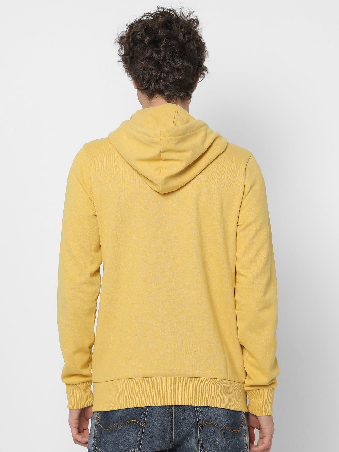 Yellow Logo Print Zip-Up Sweatshirt