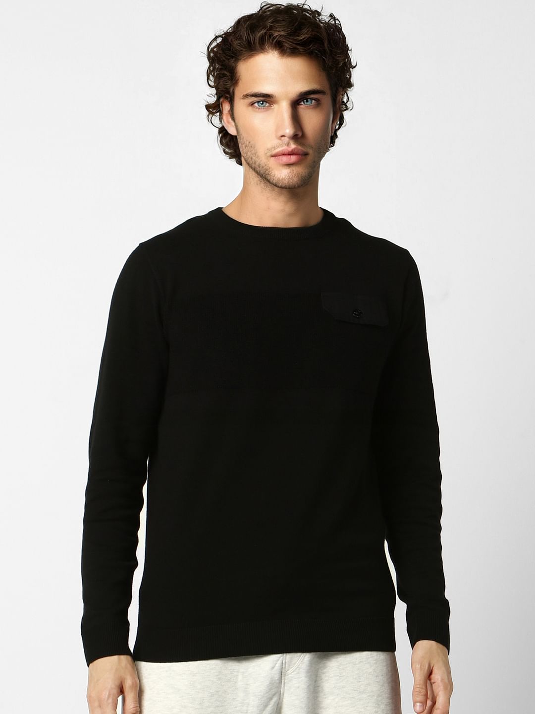 Black Textured Pullover