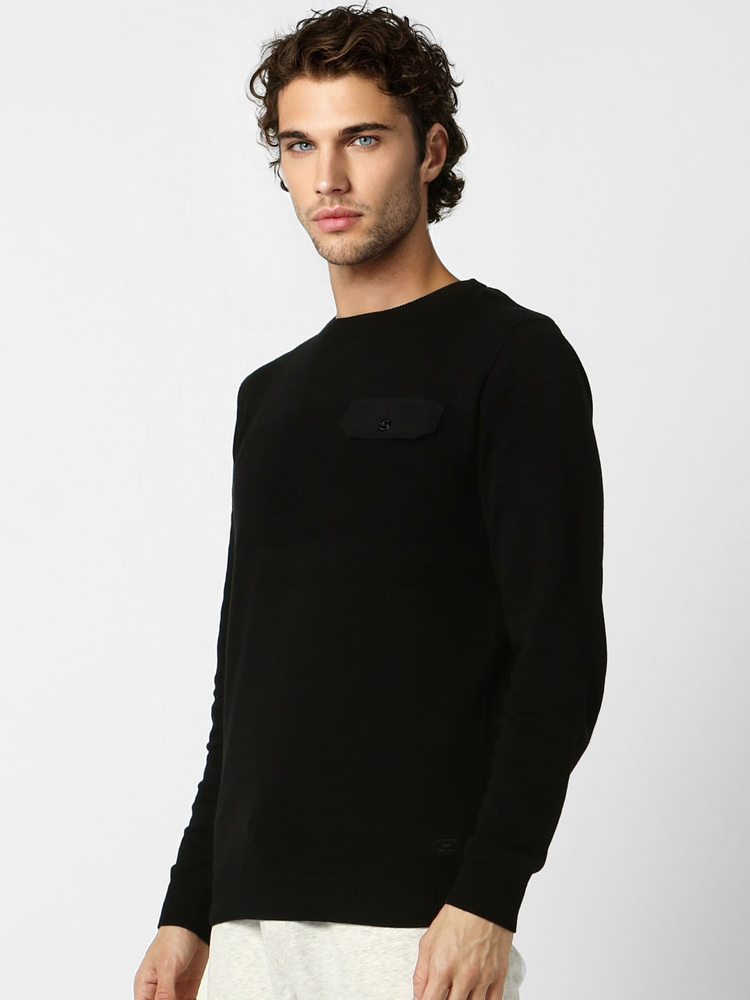 Black Textured Pullover
