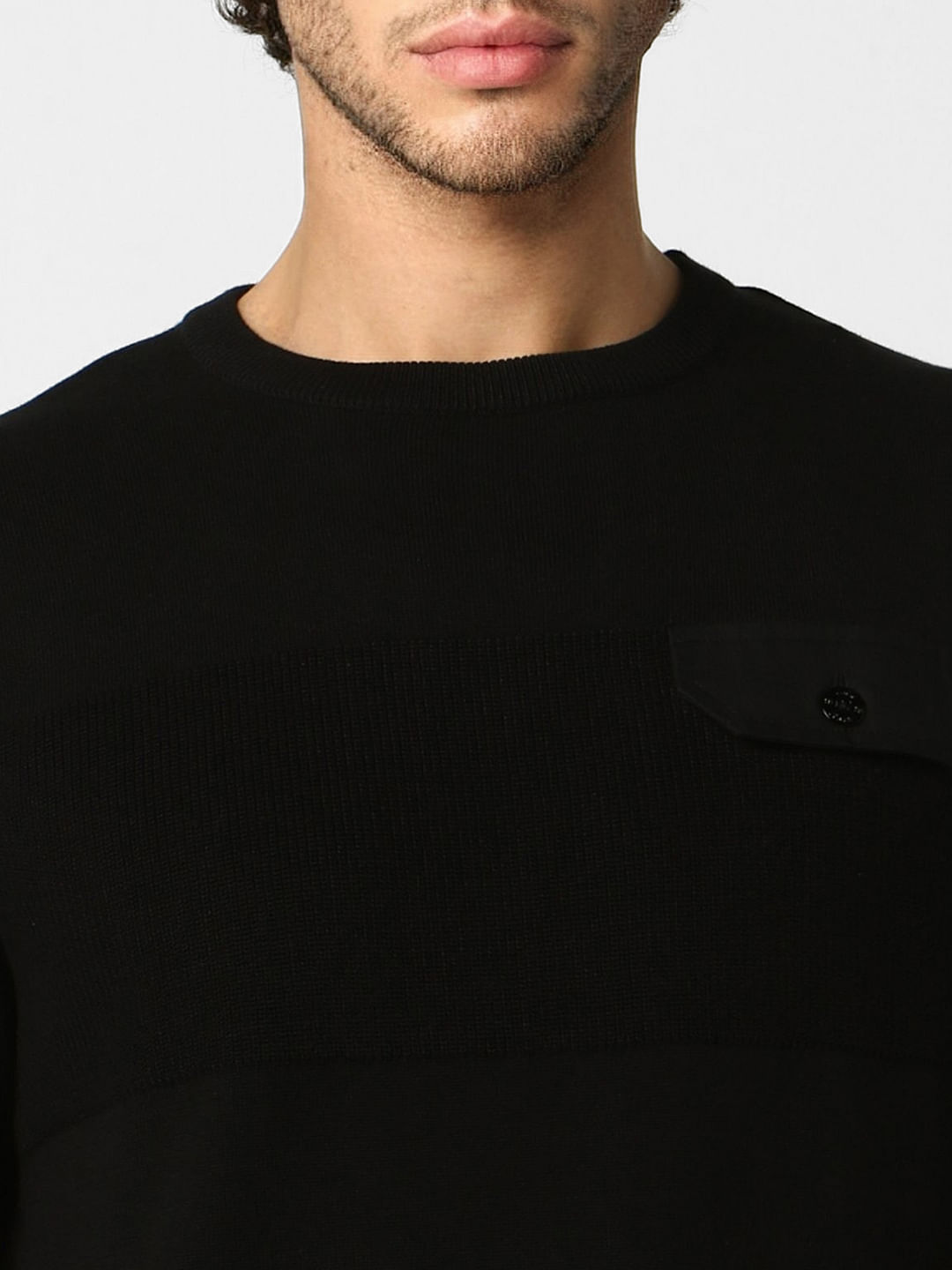 Black Textured Pullover