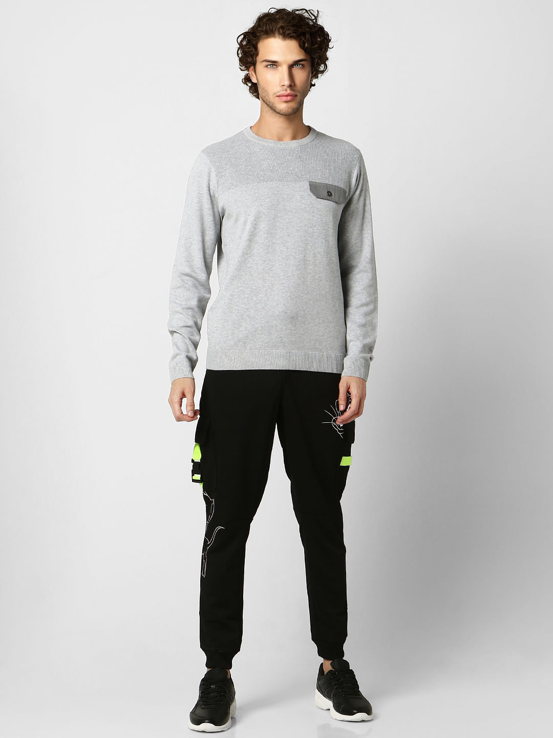 Light Grey Textured Pullover - S