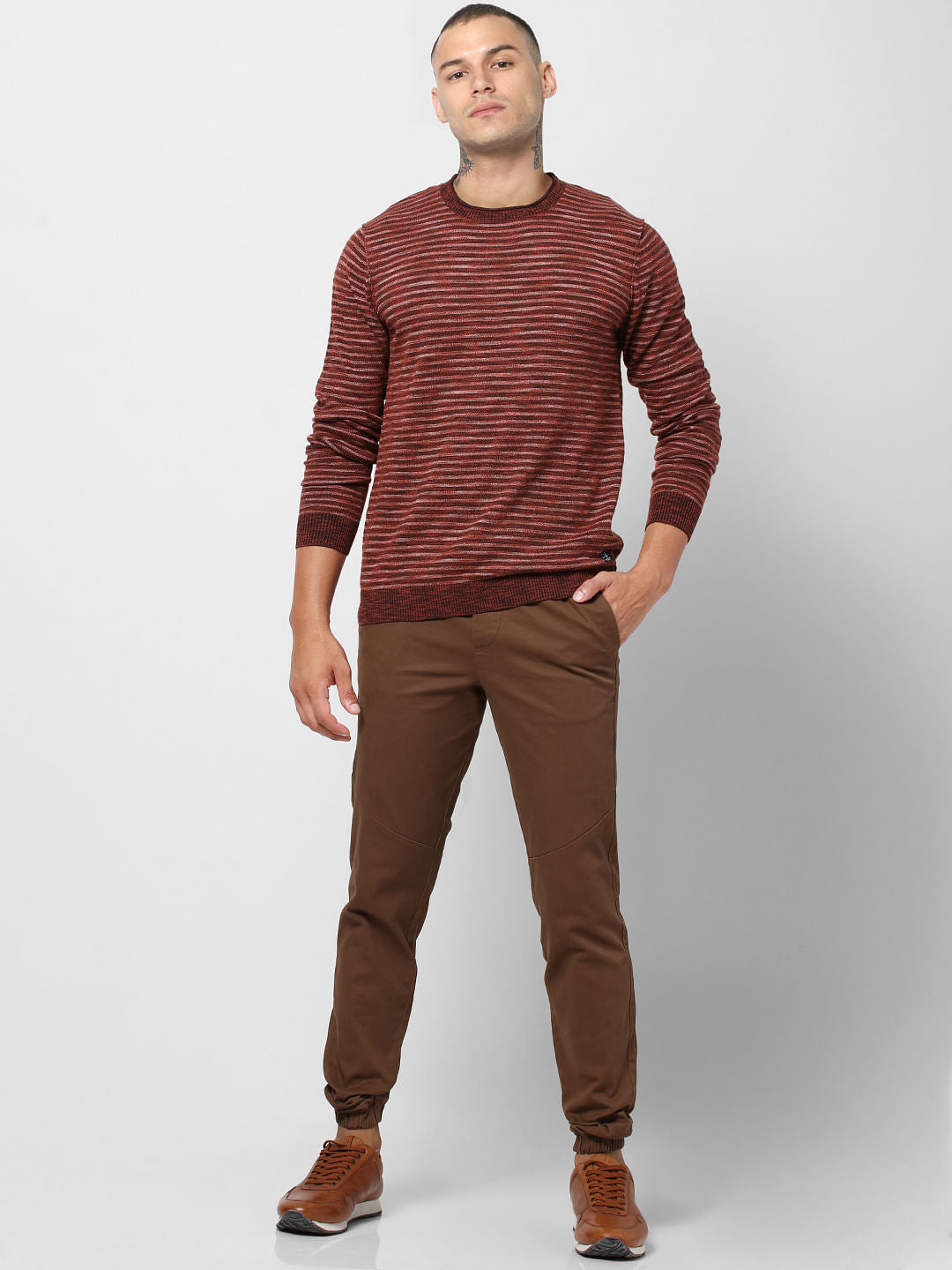 Rust Striped Pullover - S
