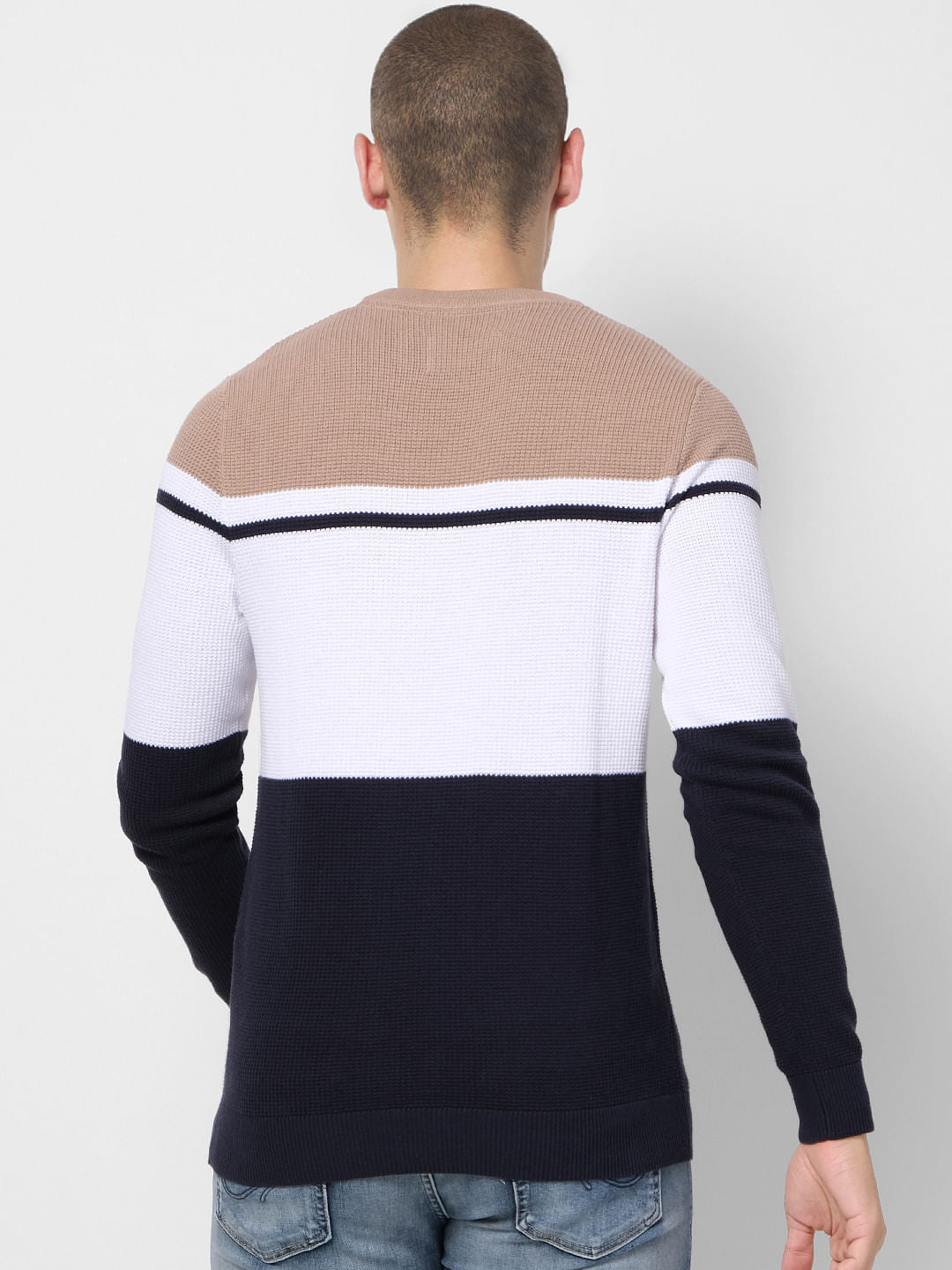 Brown Colourblocked Pullover