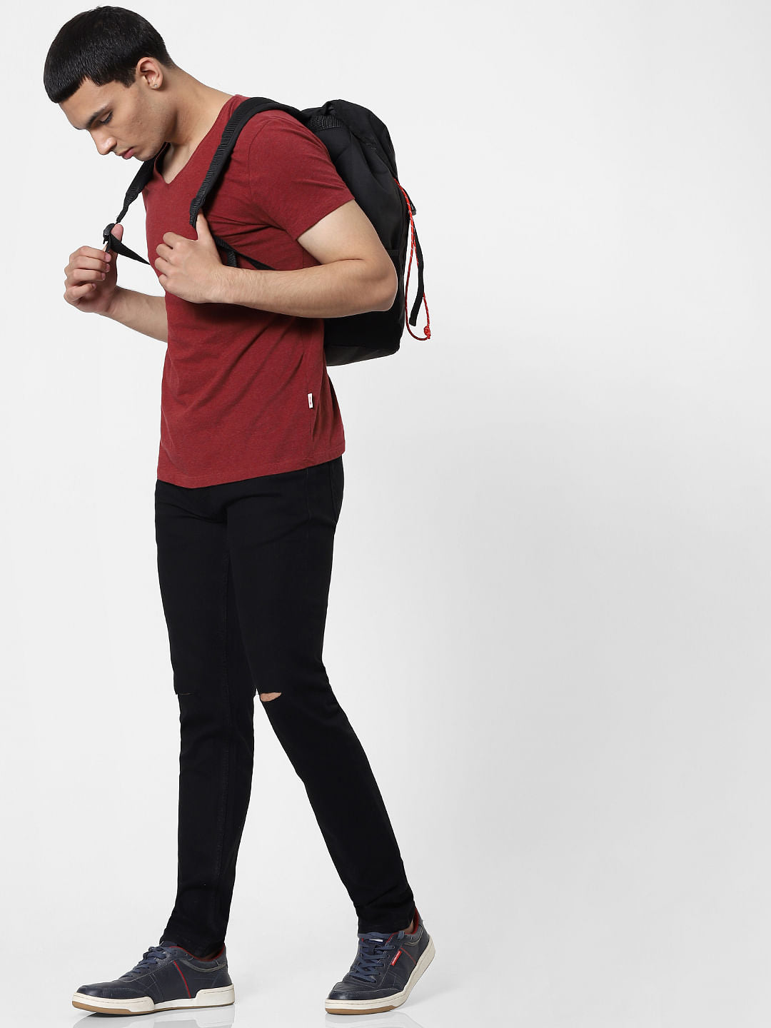 Black Mid Rise Ben Skinny Fit Jeans