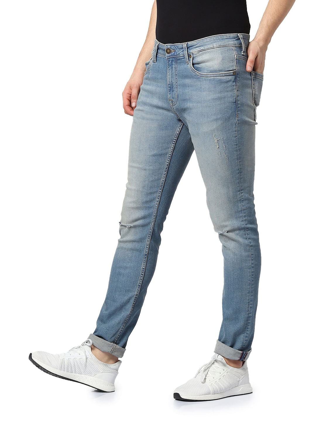 Light Blue Low Rise Glenn Distressed Slim Fit Jeans