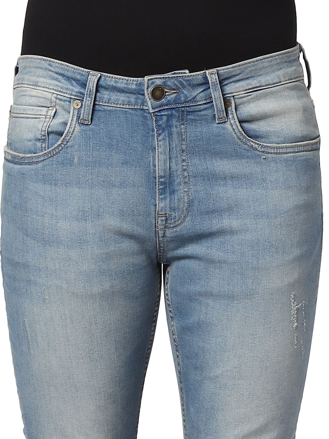 Light Blue Low Rise Glenn Distressed Slim Fit Jeans