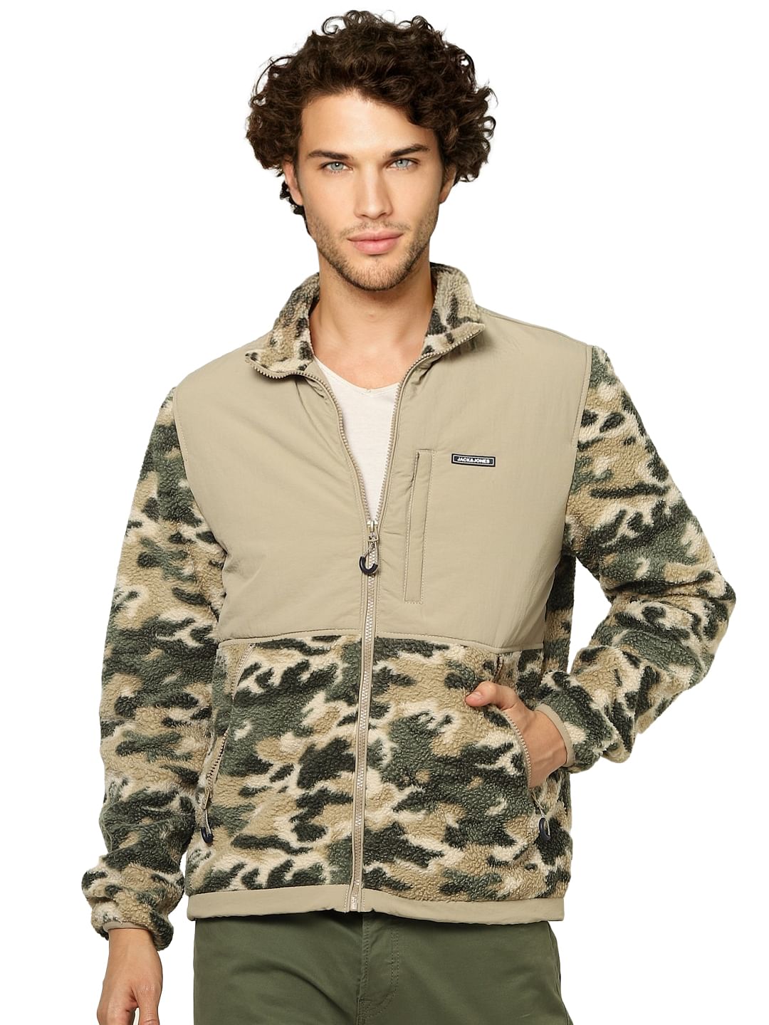 Beige Camo Teddy Jacket