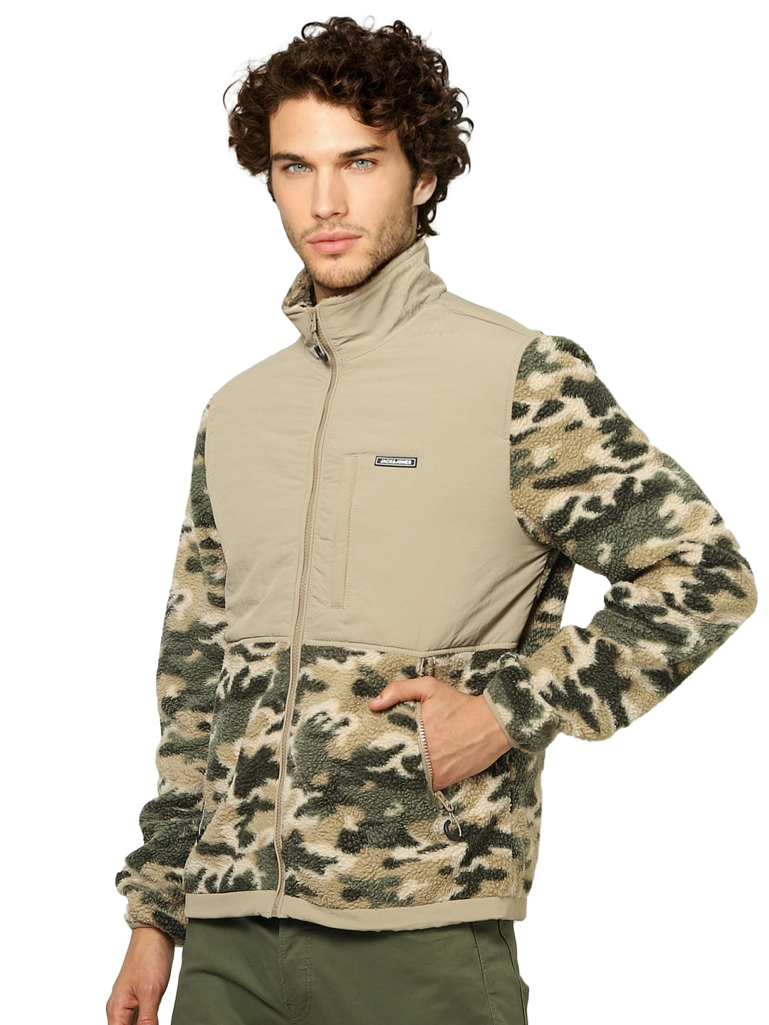 Beige Camo Teddy Jacket
