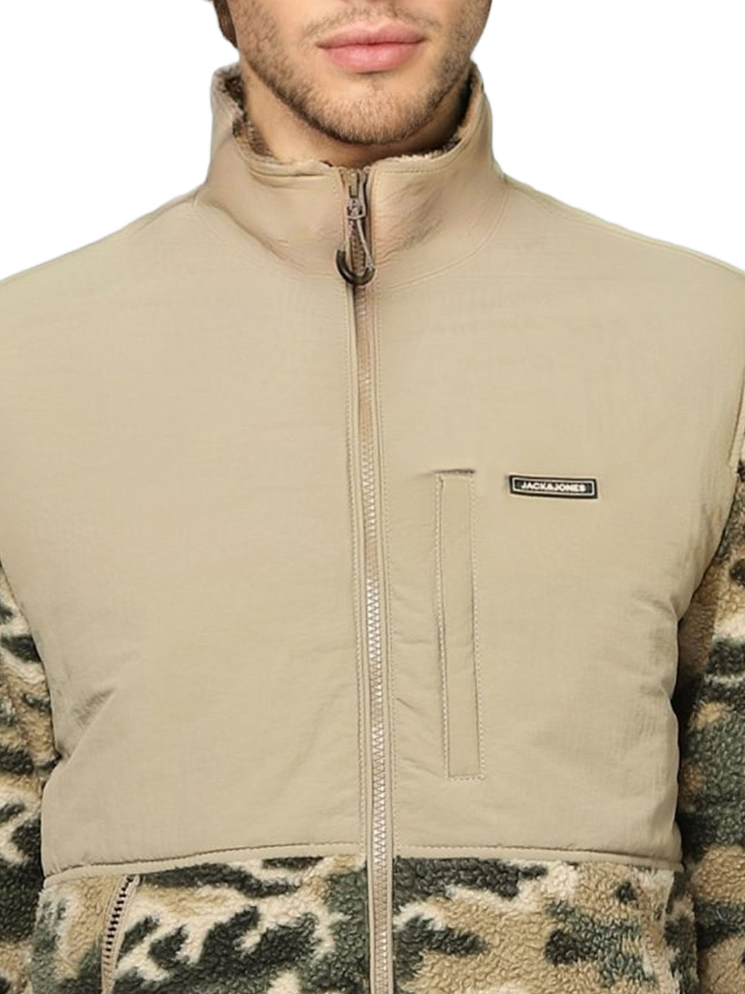 Beige Camo Teddy Jacket