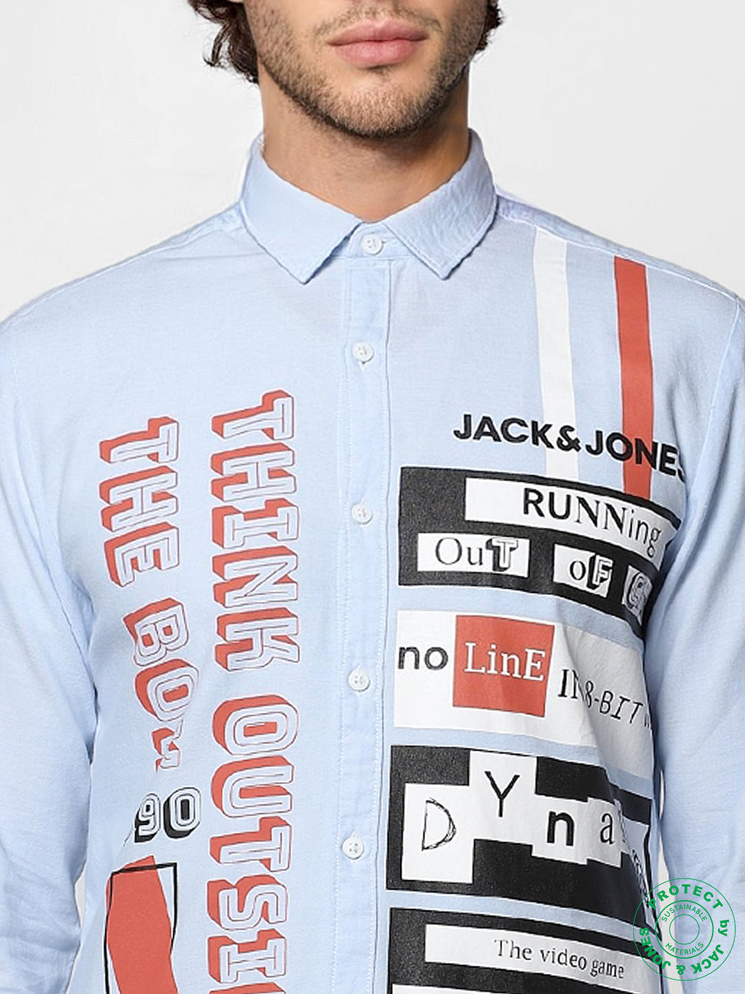 Cashmere Blue Full Sleeves Placement Print Shirt