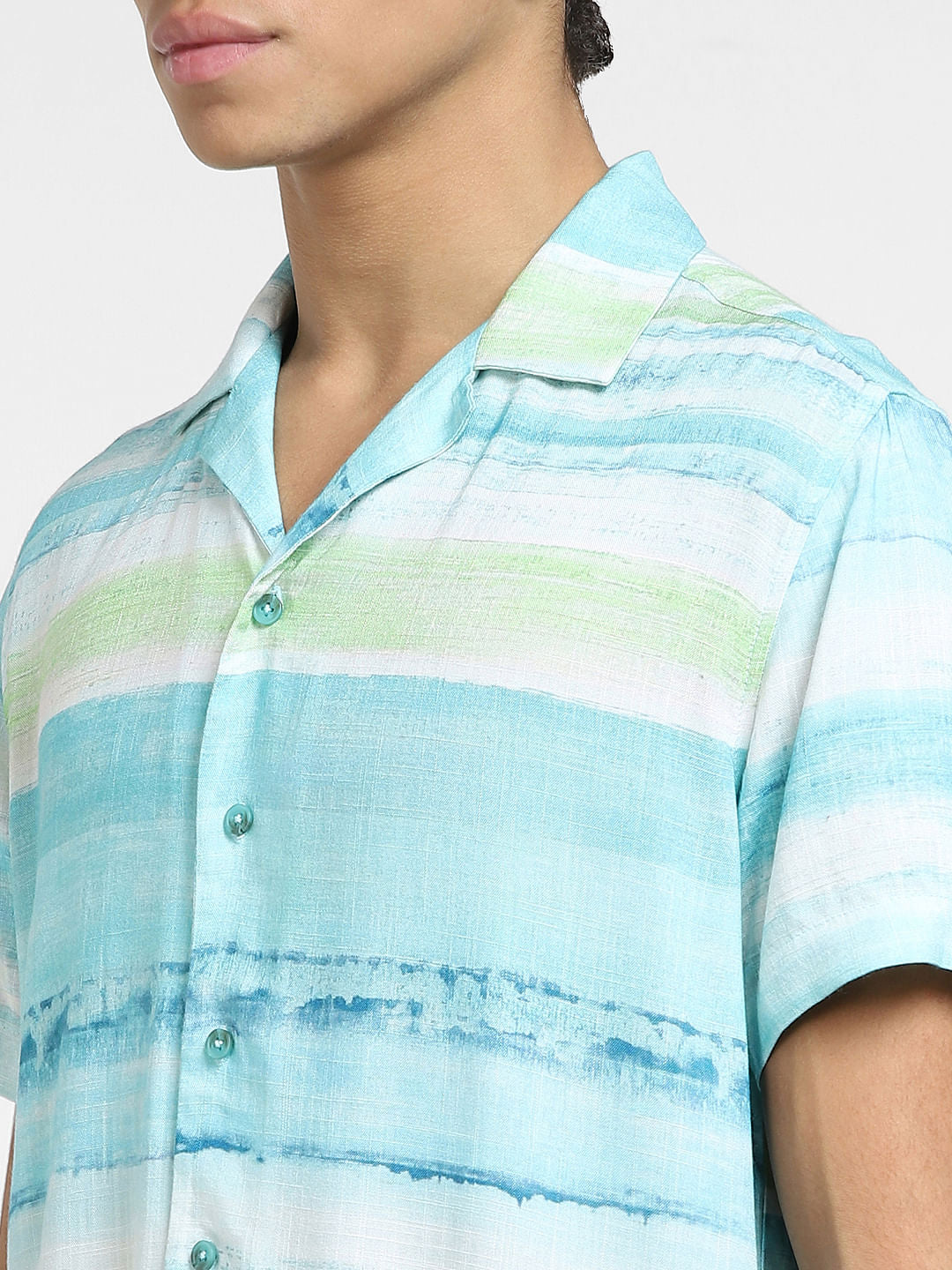 Sky Blue Printed Short Sleeves Shirt