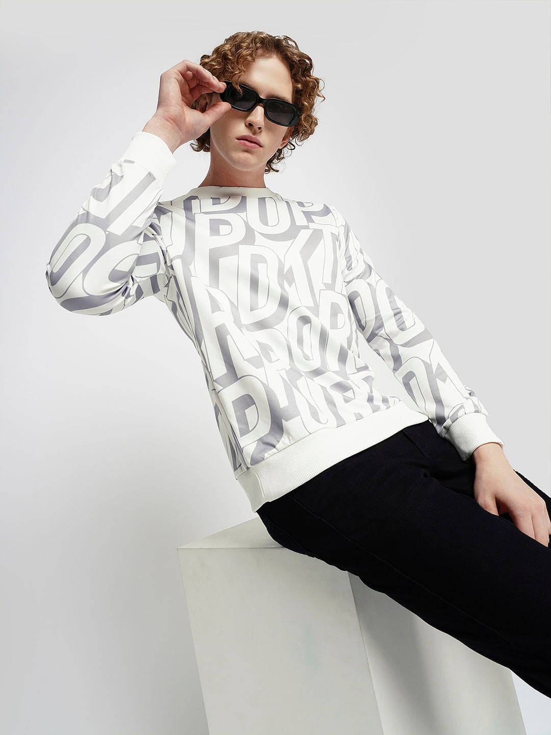 PRODUKT by JACK&JONES White Typographic Print Sweatshirt - S
