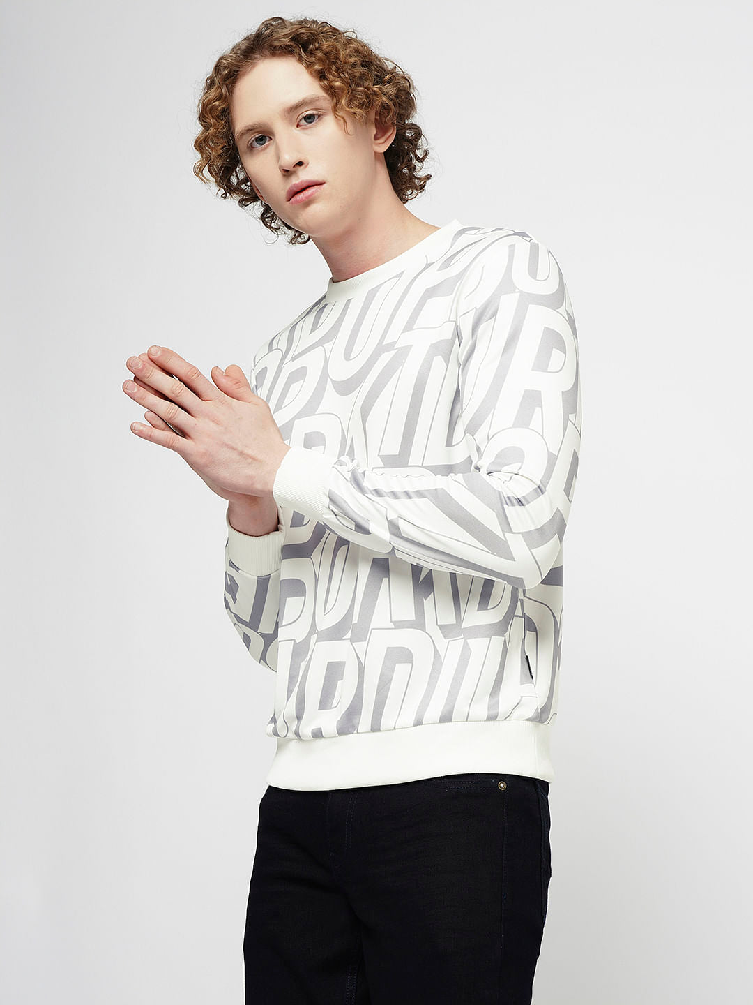 PRODUKT by JACK&JONES White Typographic Print Sweatshirt