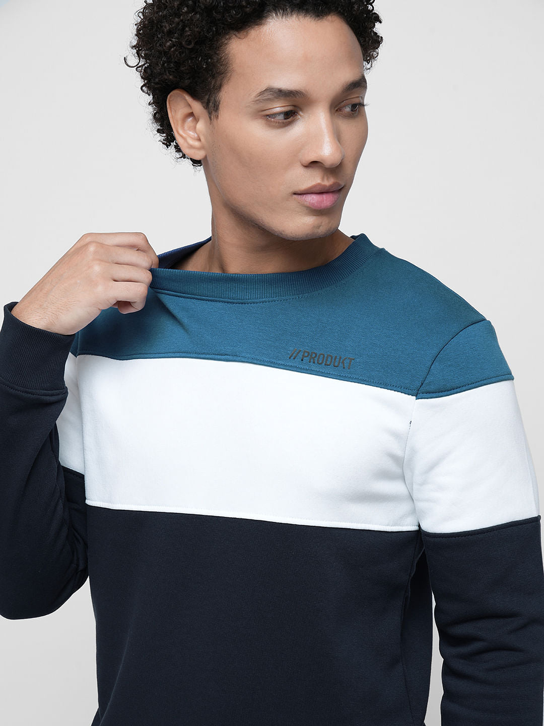 PRODUKT by JACK&JONES Blue Colourblocked Print Sweatshirt