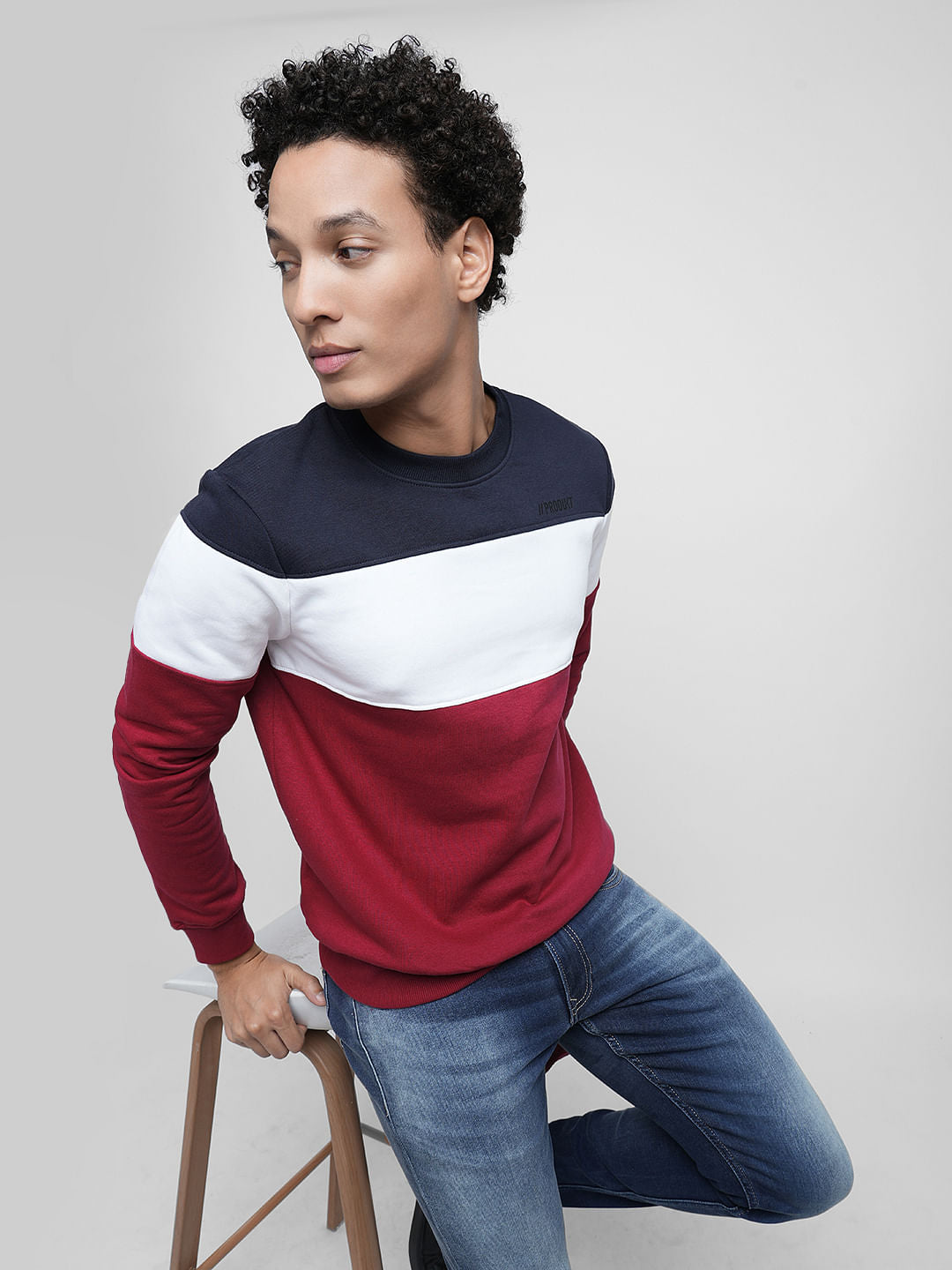 PRODUKT by JACK&JONES Red Colourblocked Print Sweatshirt - S