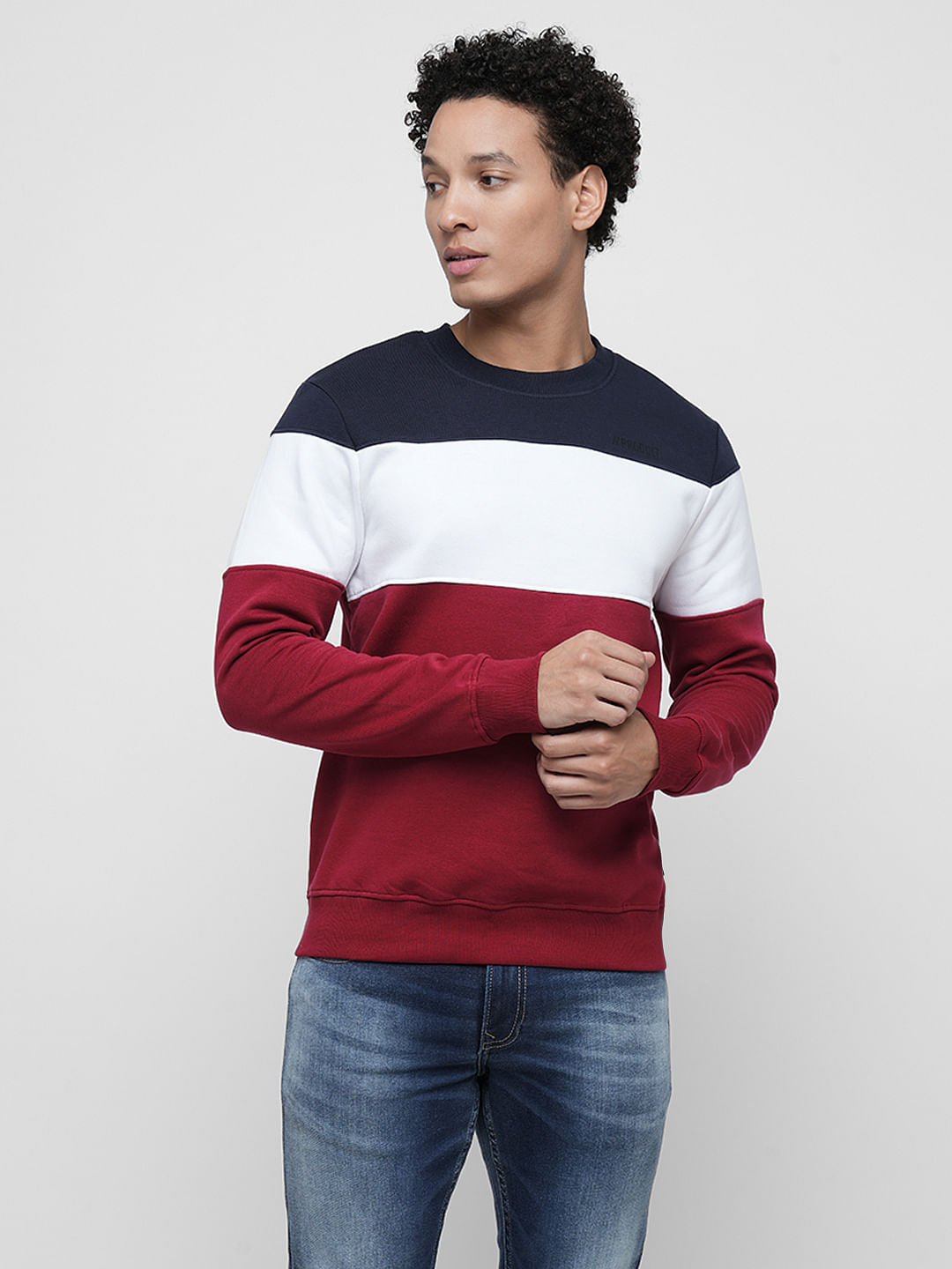 PRODUKT by JACK&JONES Red Colourblocked Print Sweatshirt