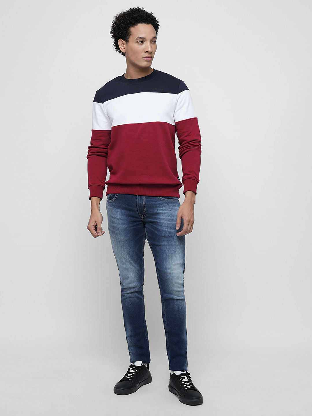 PRODUKT by JACK&JONES Red Colourblocked Print Sweatshirt