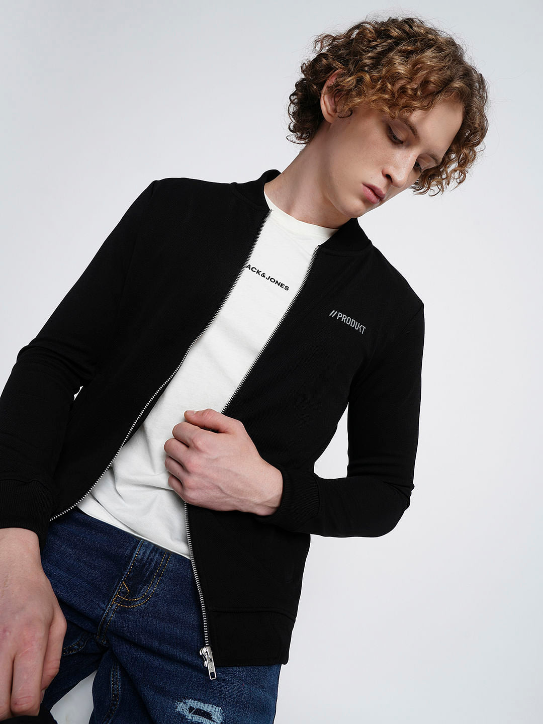 PRODUKT by JACK&JONES Black Zip-Up Sweatshirt - S