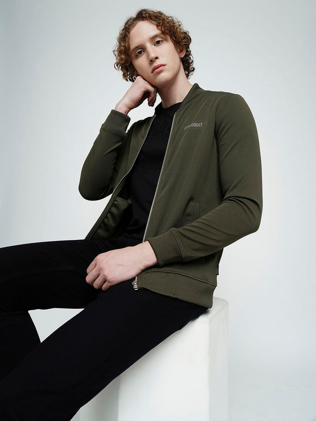 PRODUKT by JACK&JONES Dark Green Zip-Up Sweatshirt - S