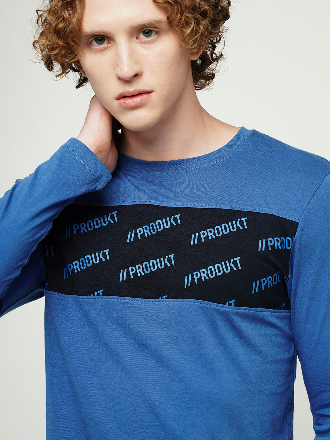 PRODUKT by JACK&JONES Blue Logo Text Full Sleeves T-shirt