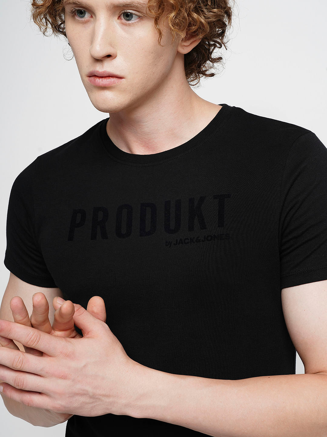 PRODUKT by JACK&JONES Black Logo Text Crew Neck T-shirt