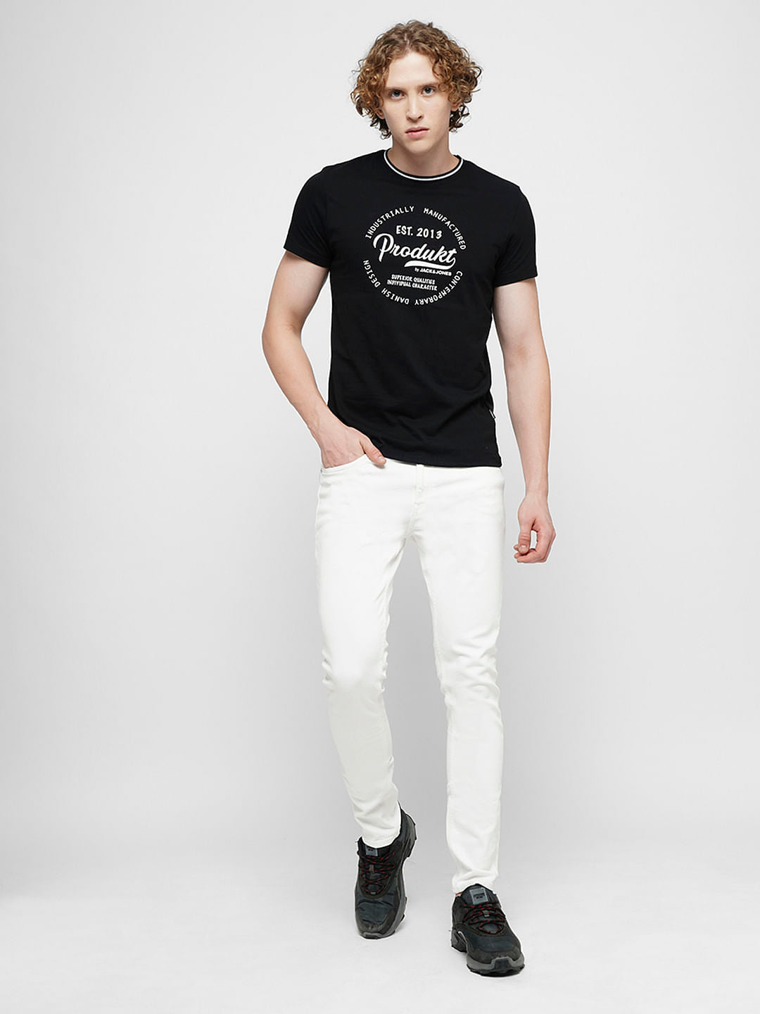 PRODUKT by JACK&JONES Black Logo Text Crew Neck T-shirt