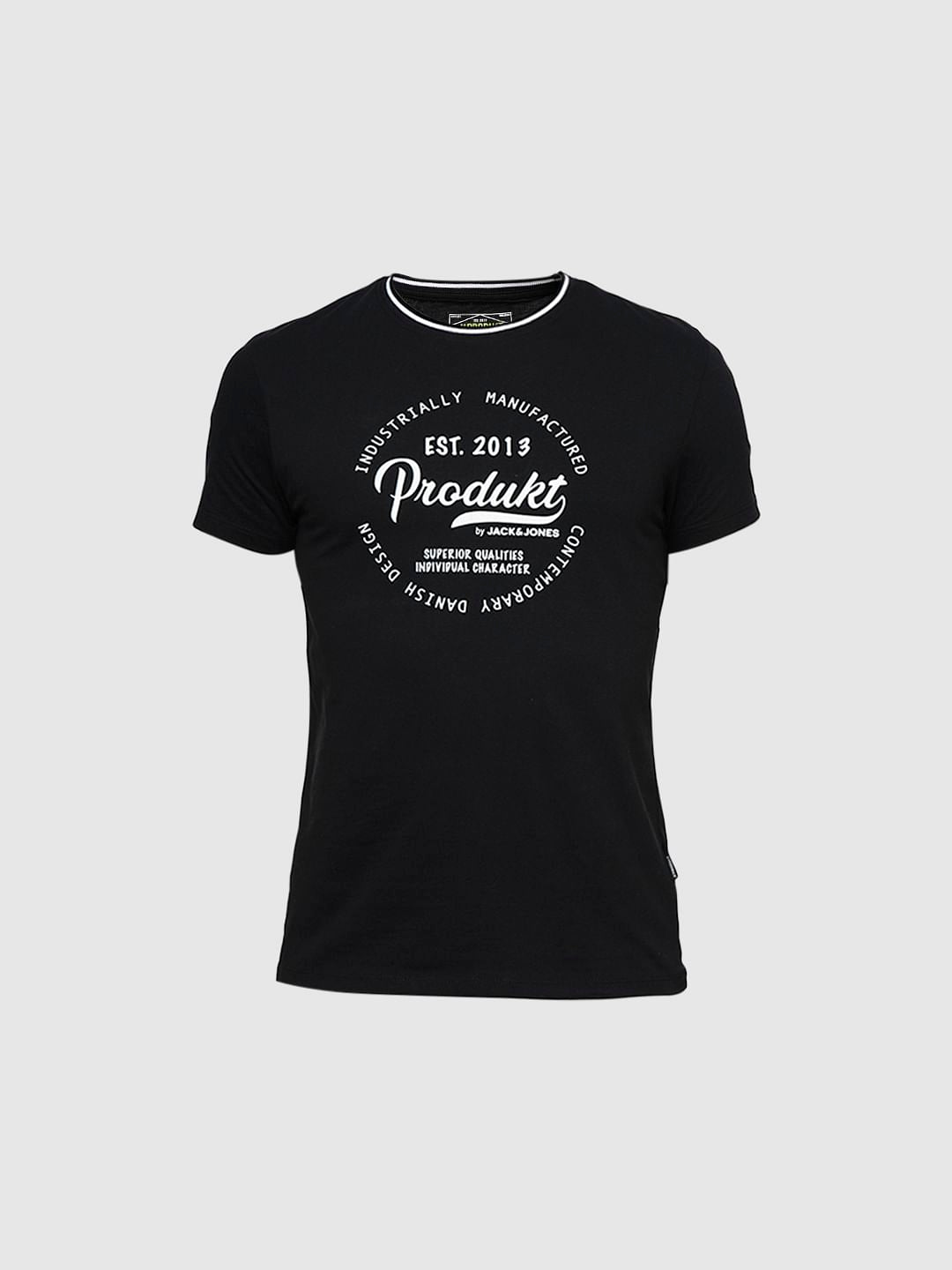 PRODUKT by JACK&JONES Black Logo Text Crew Neck T-shirt