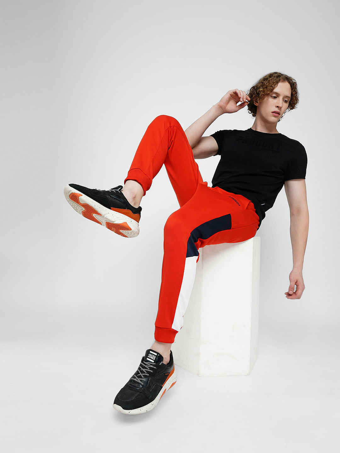 PRODUKT by JACK&JONES Red Mid Rise Cotton Trackpants - S