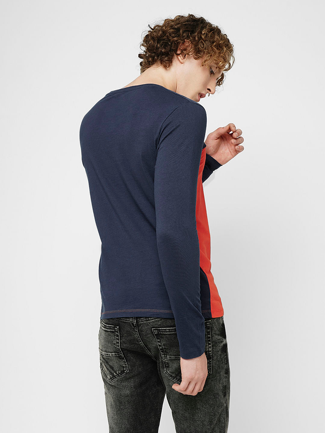 PRODUKT by JACK&JONES Red Colourblocked Full Sleeves T-shirt