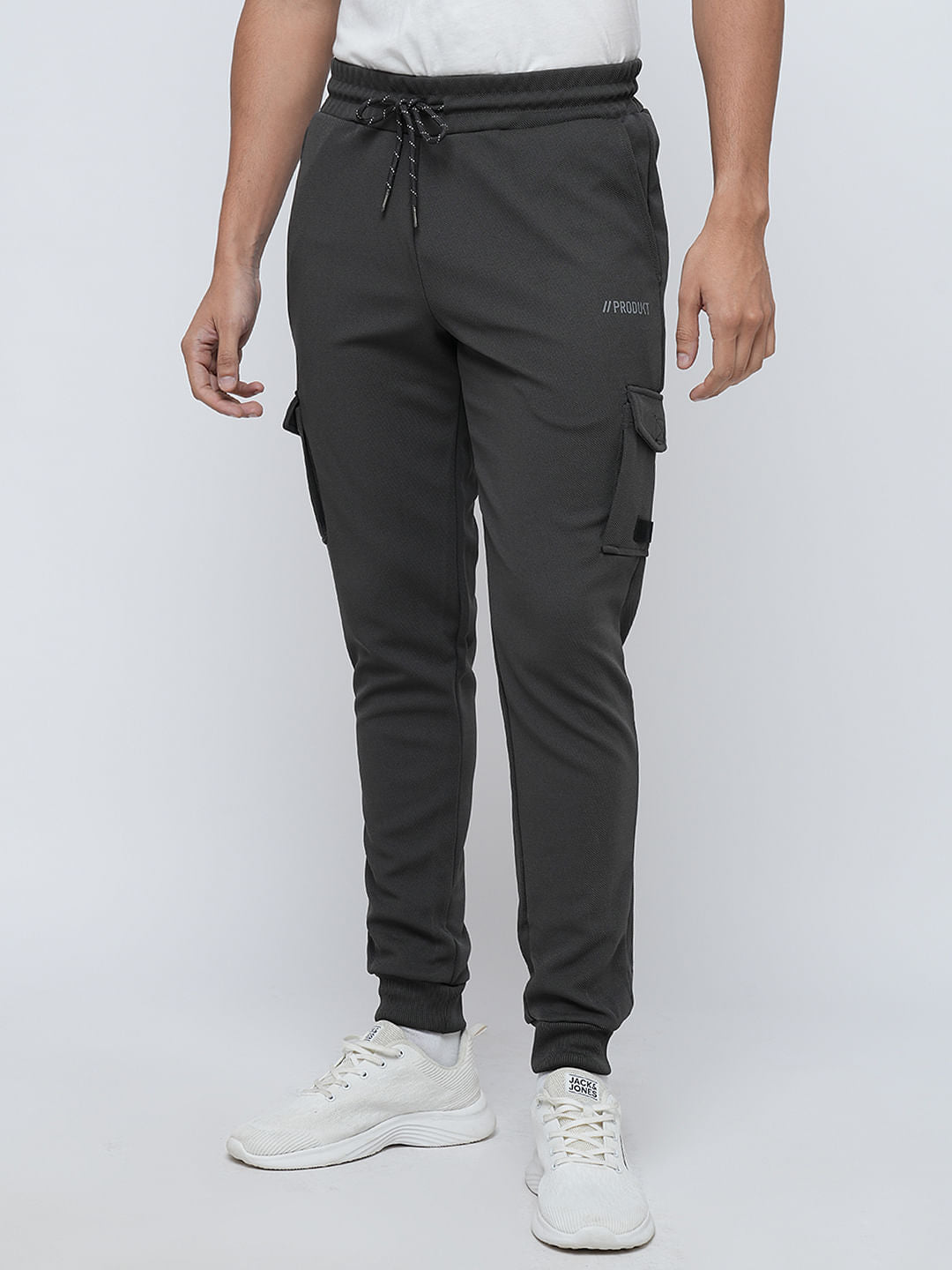 PRODUKT by JACK&JONES Grey Mid Rise Pocket Detail Trackpants