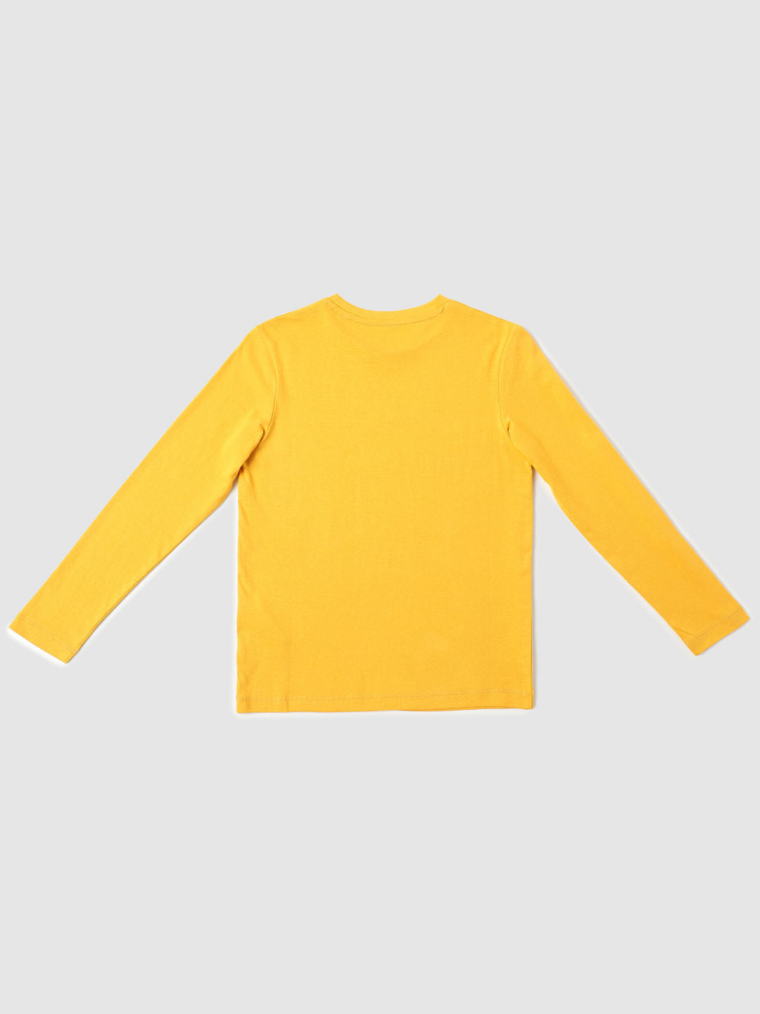 BOYS Yellow Logo Print Full Sleeves T-shirt