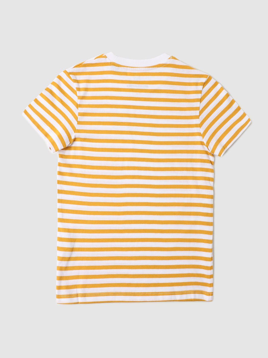 BOYS Yellow Striped Crew Neck T-shirt