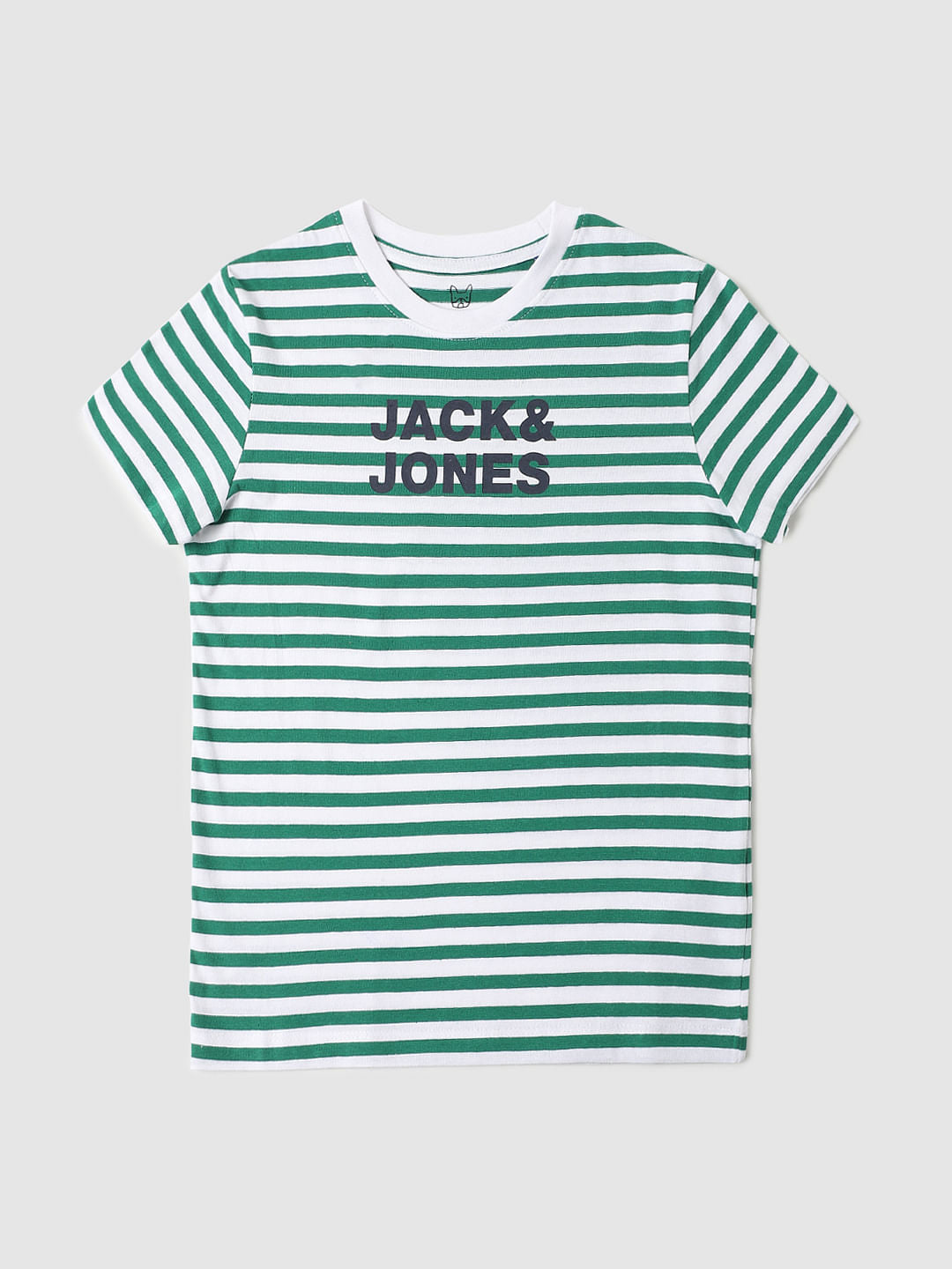 BOYS Green Striped Crew Neck T-shirt - 4/5Y