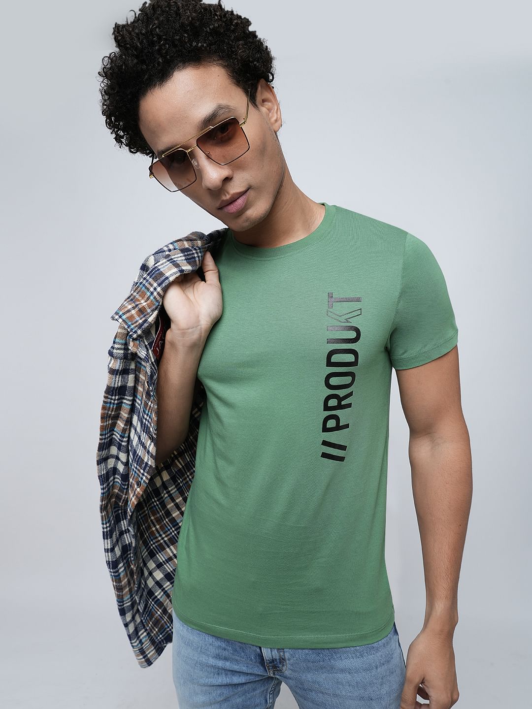 PRODUKT by JACK&JONES Green Logo Text Crew Neck T-shirt - S