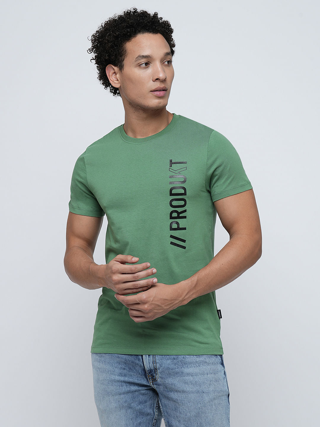 PRODUKT by JACK&JONES Green Logo Text Crew Neck T-shirt
