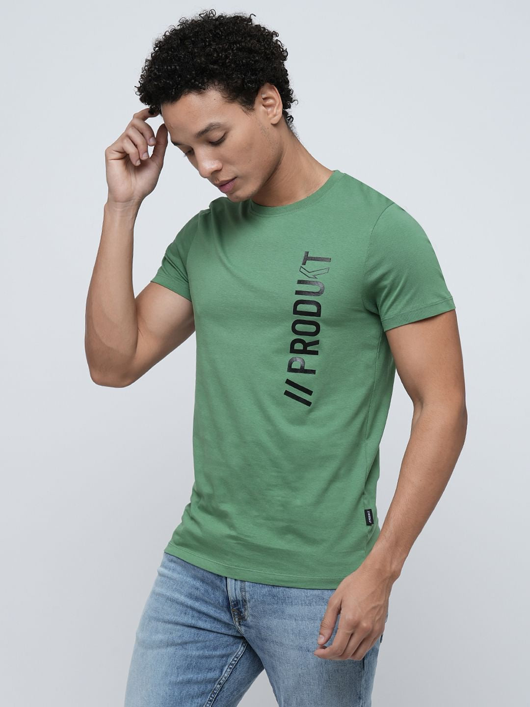 PRODUKT by JACK&JONES Green Logo Text Crew Neck T-shirt