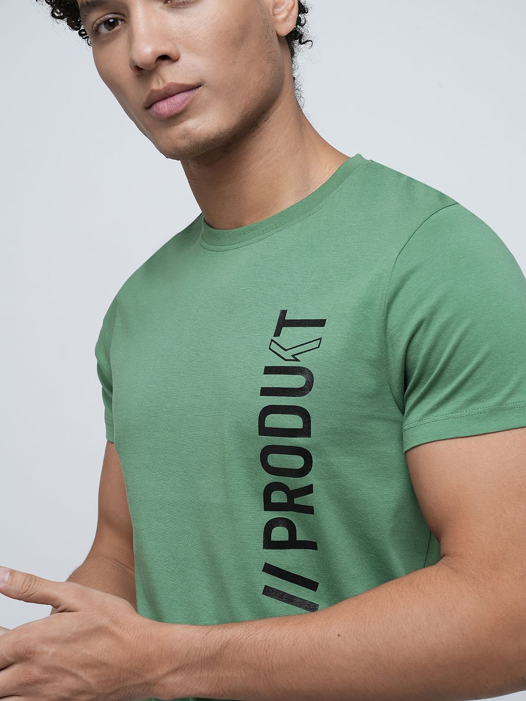 PRODUKT by JACK&JONES Green Logo Text Crew Neck T-shirt