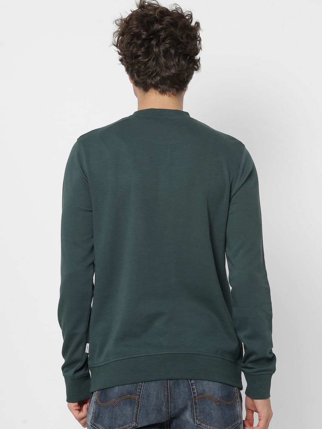 Green Mesh Detail Pocket Sweatshirt