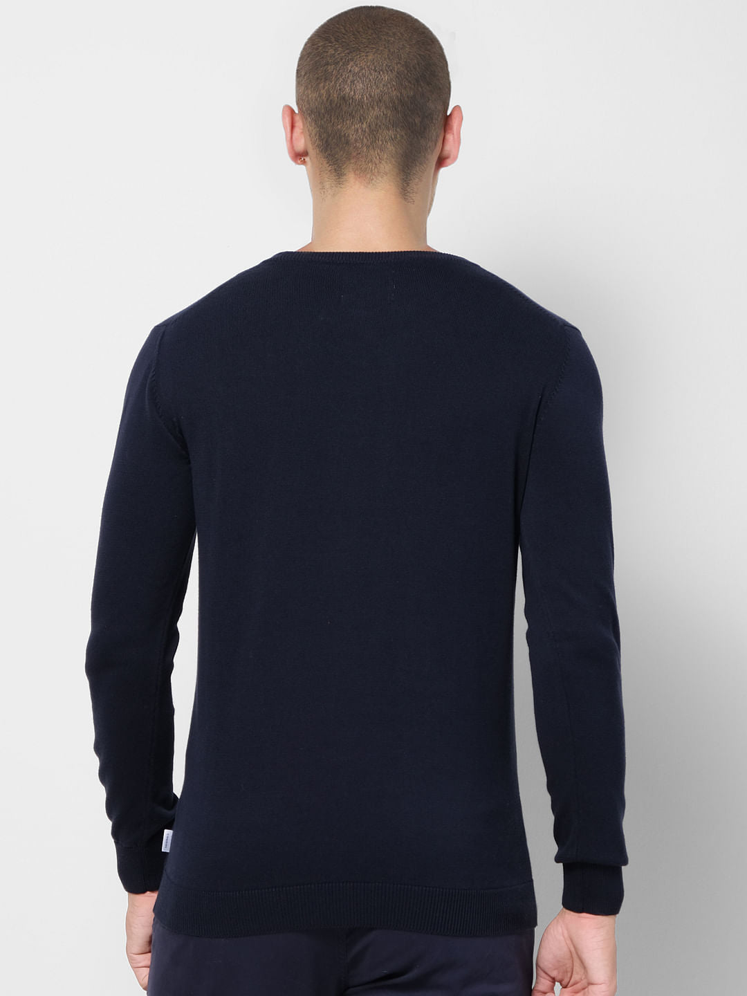 Blue Graphic Print Jacquard Pullover