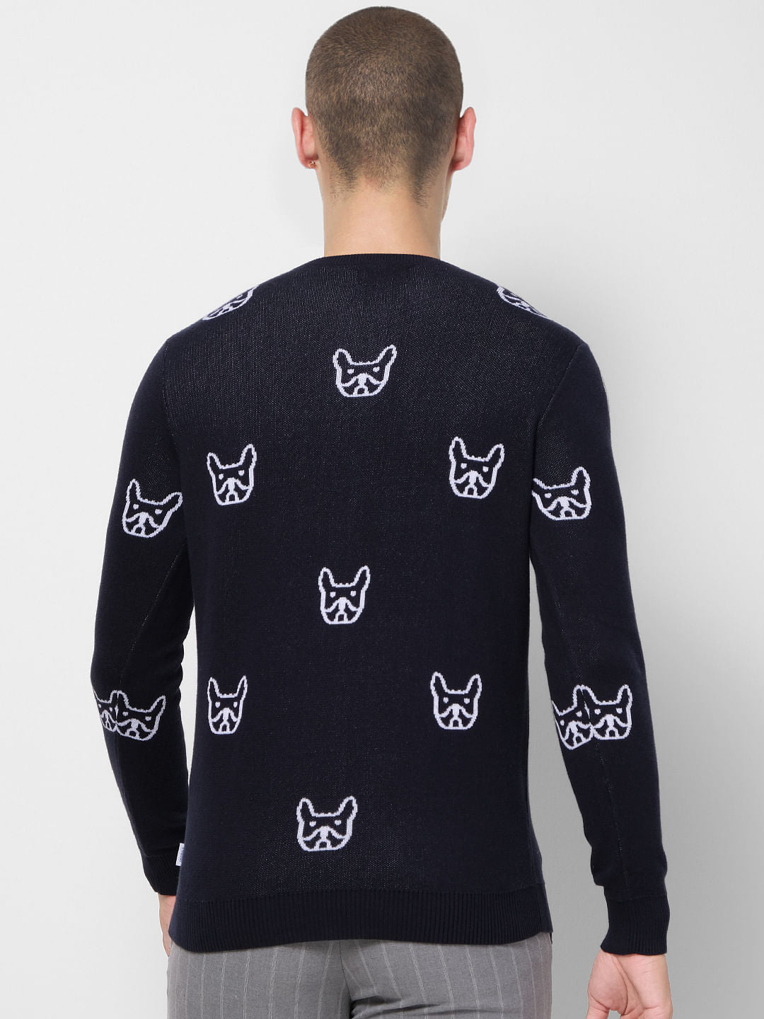 Blue Pug Print Pullover