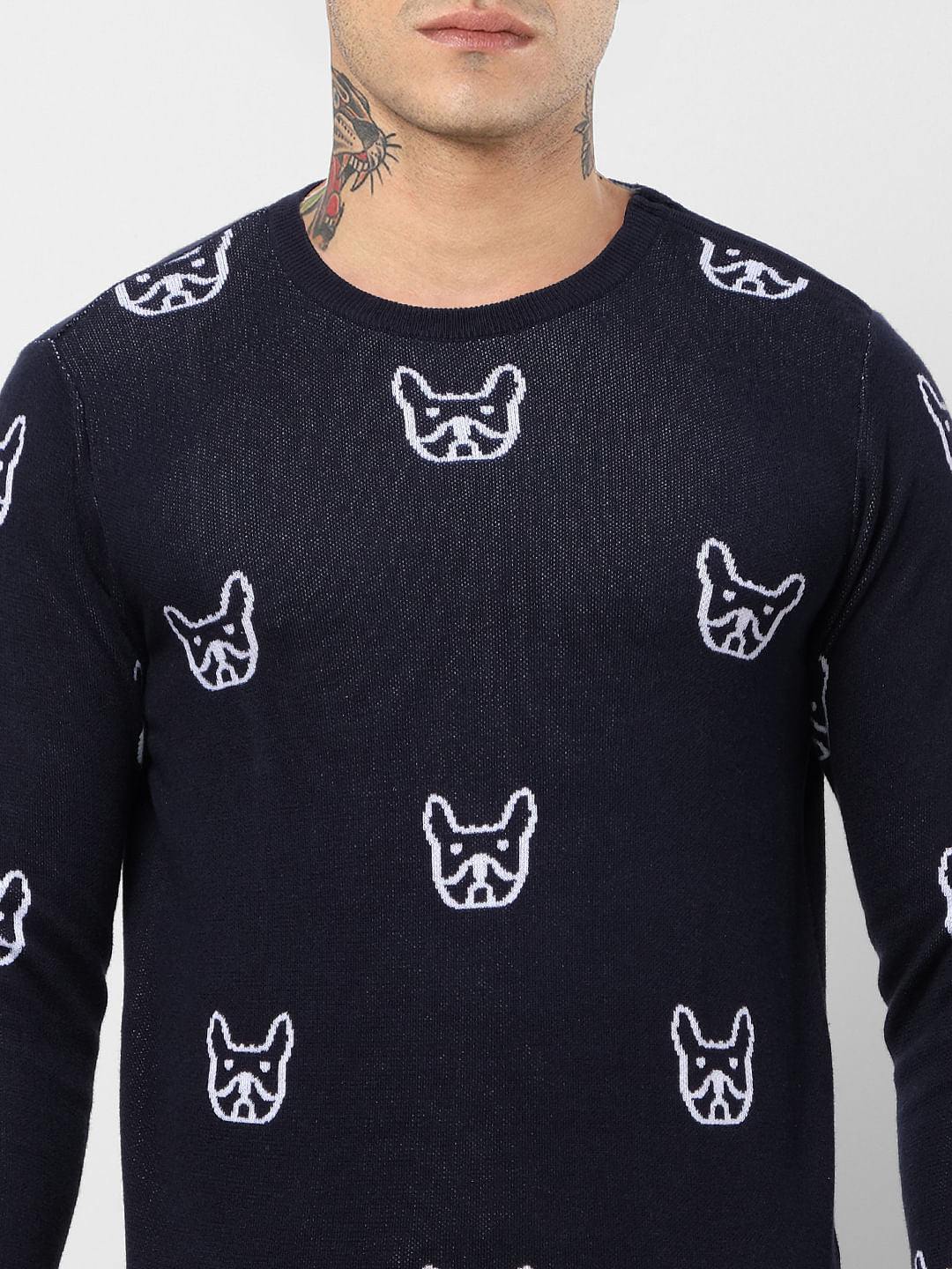 Blue Pug Print Pullover