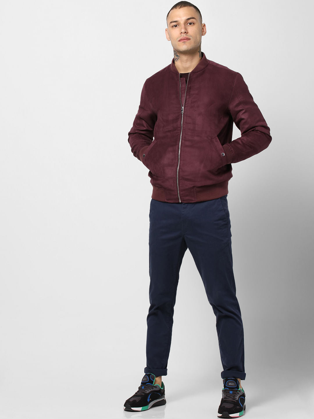 Burgundy Bomber Jacket - S