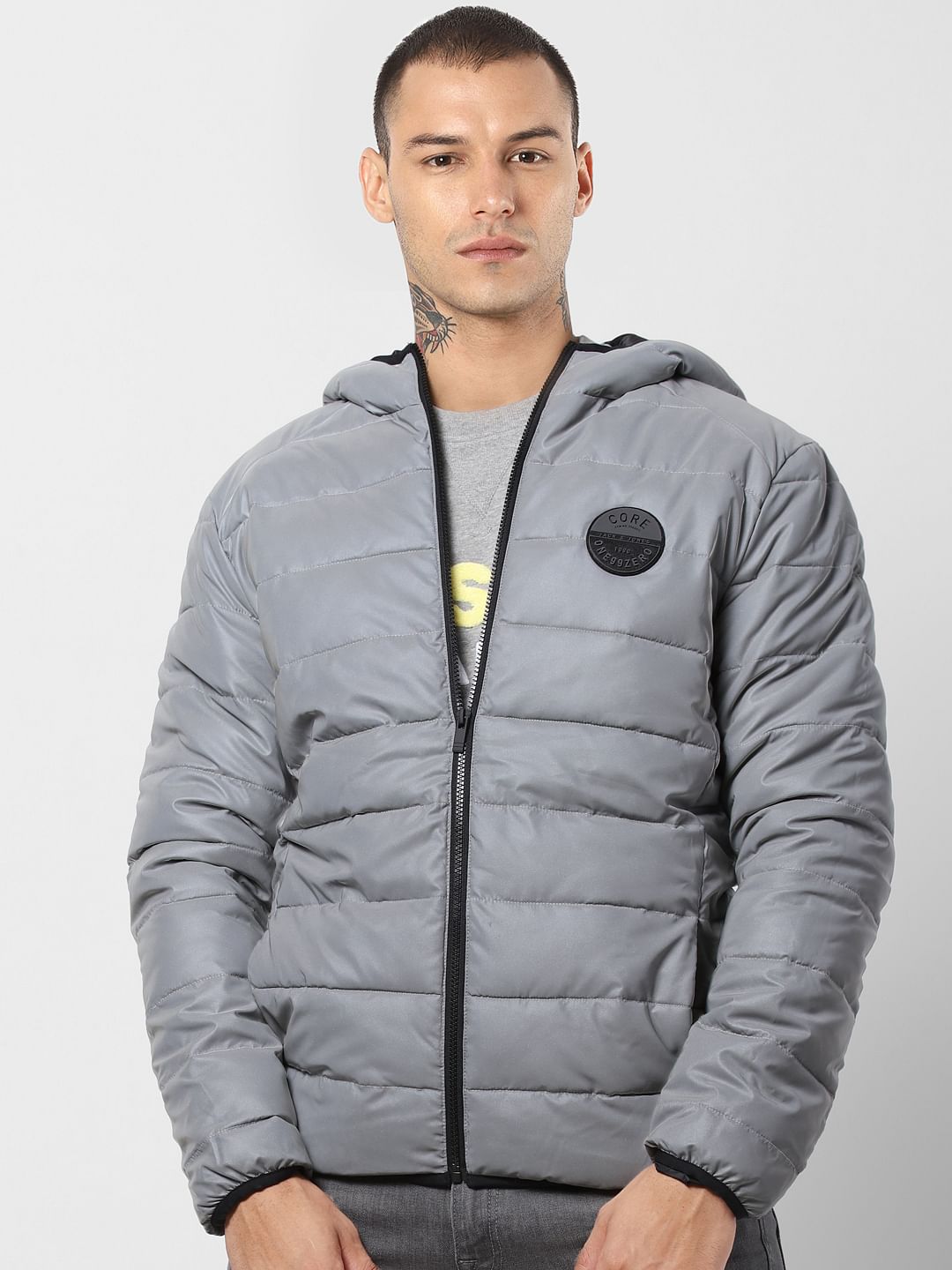 Grey Hooded Puffer Jacket