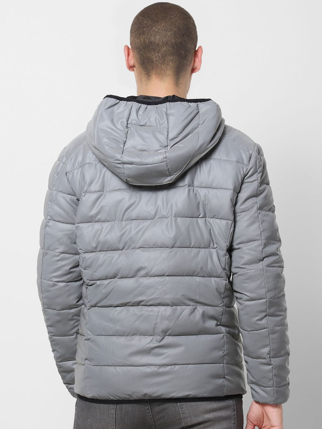 Grey Hooded Puffer Jacket