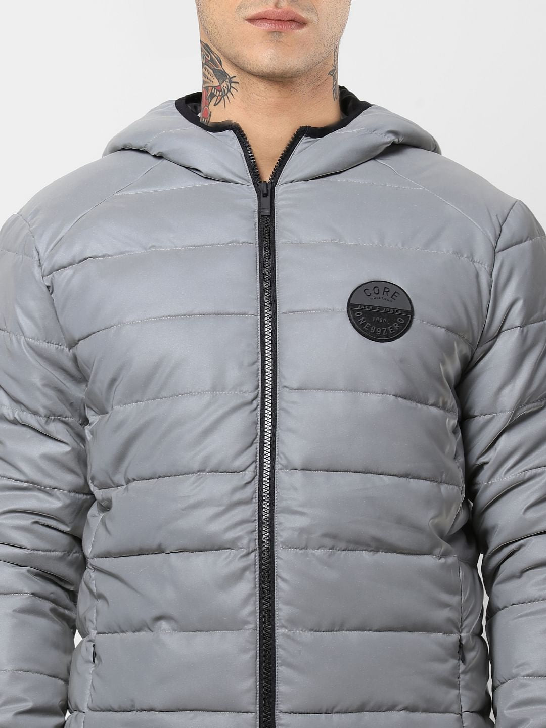Grey Hooded Puffer Jacket