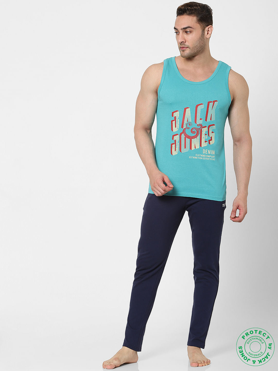 Blue Logo Print Vest