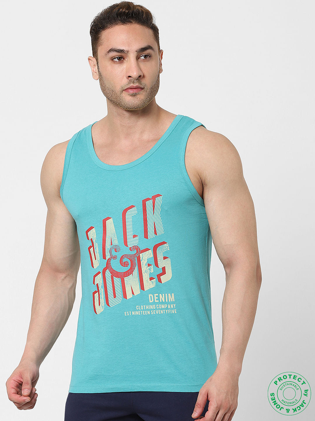 Blue Logo Print Vest