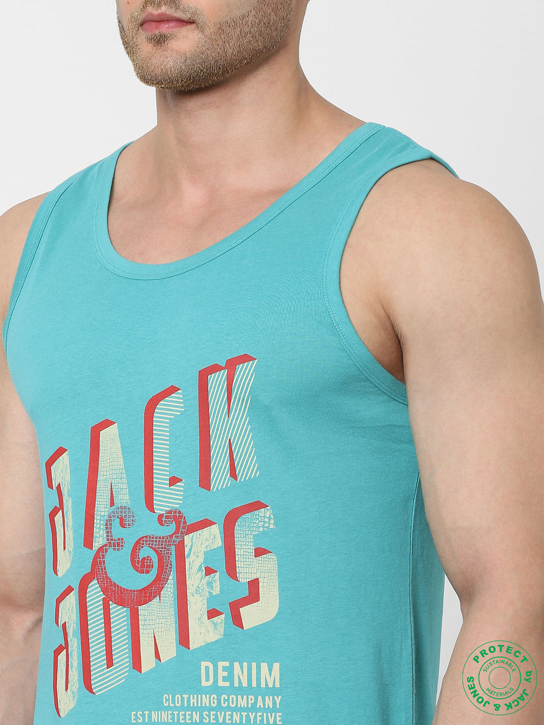 Blue Logo Print Vest