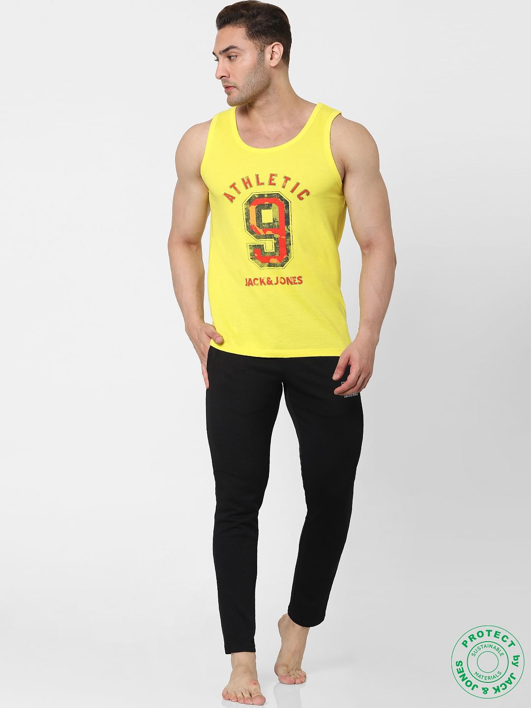 Yellow Logo Print Vest - S